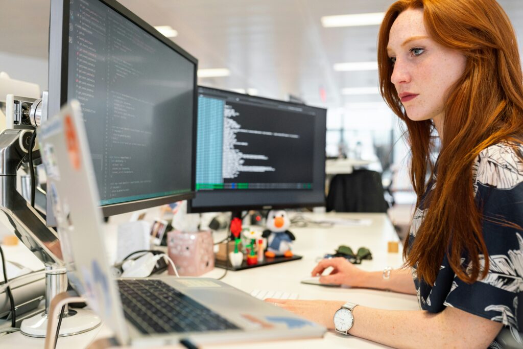 An engineer working on a computer