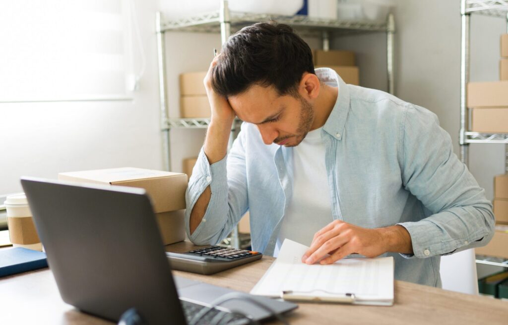 Business owner checking finances