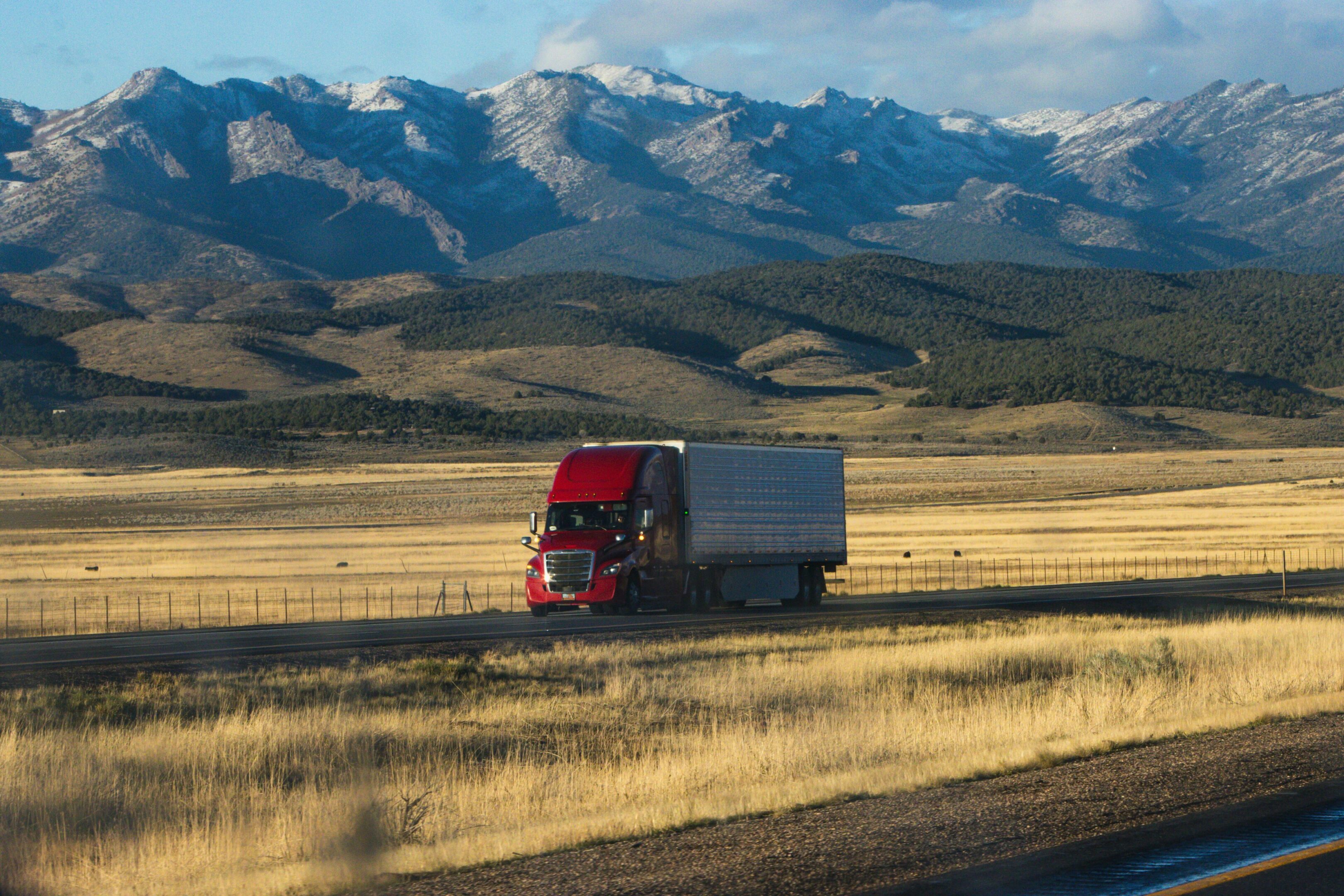 Trucker driving on an open highway