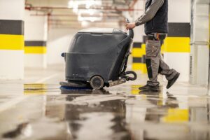 janitorial service with floor cleaning equipment