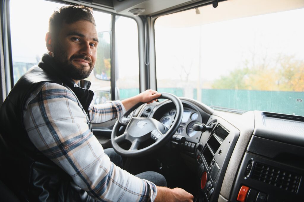 Trucking business owner behind the wheel