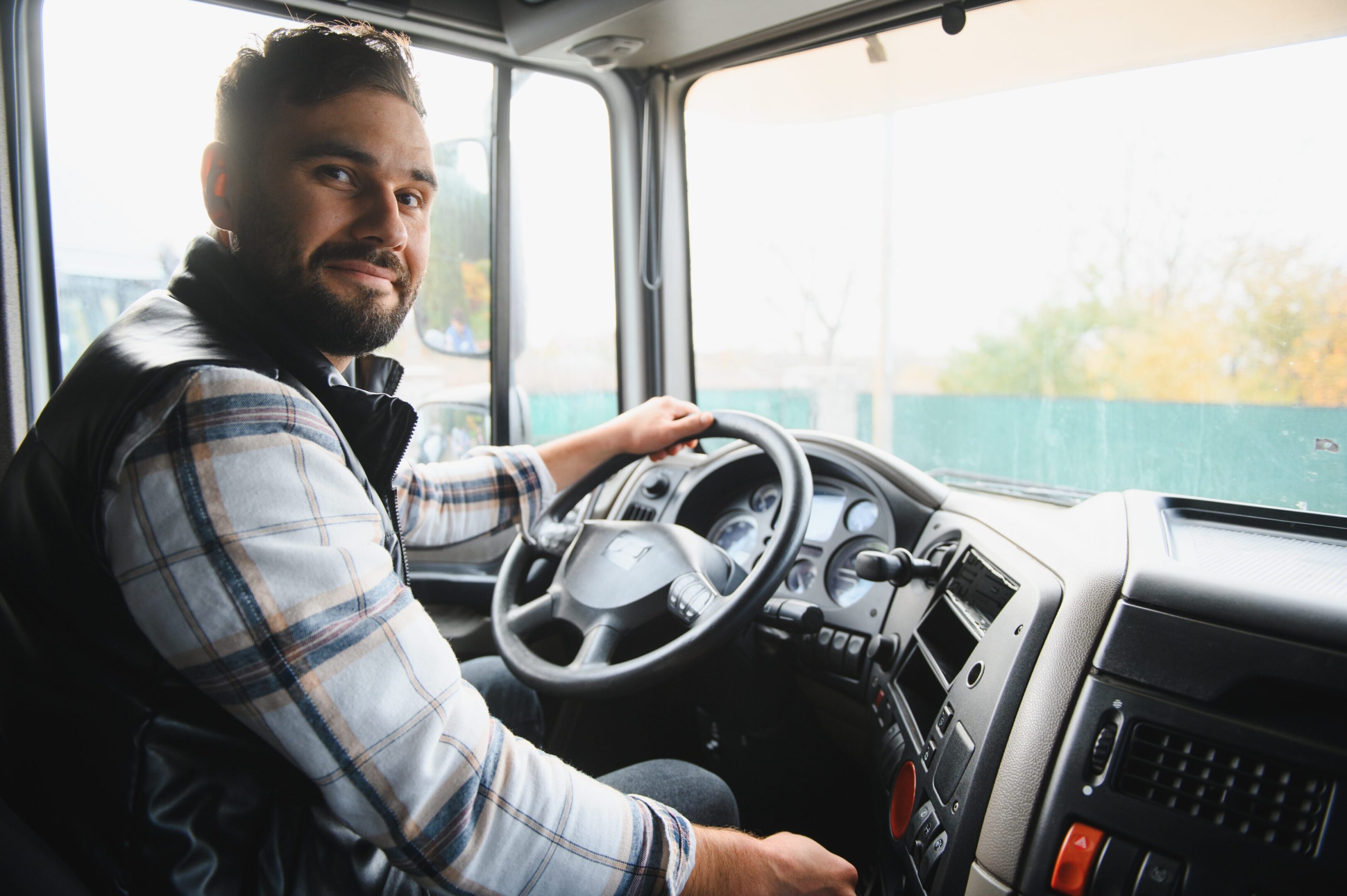 Trucking business owner behind the wheel