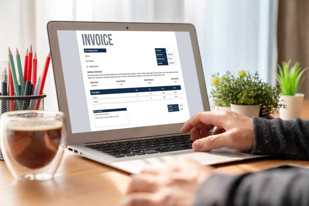 Invoice on a screen