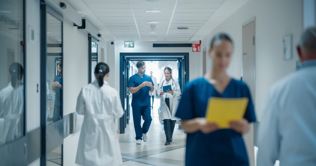 medical staff in a hallway