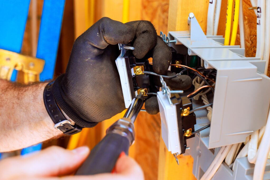 Electrician hands wiring