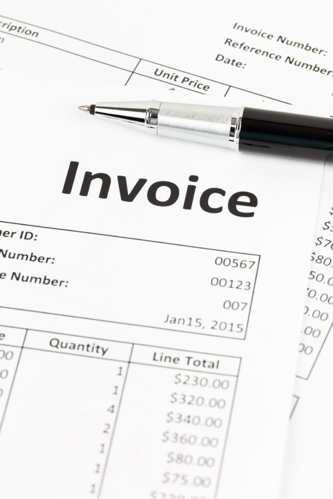 Invoice with pen