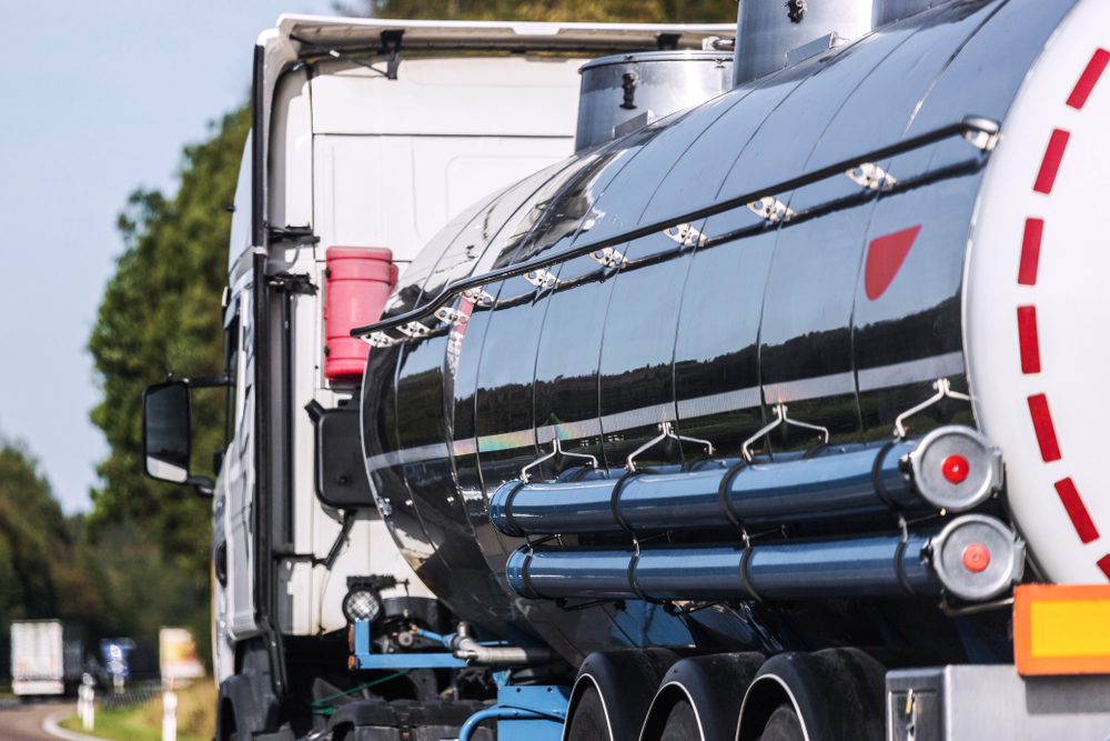 Gasoline tanker truck