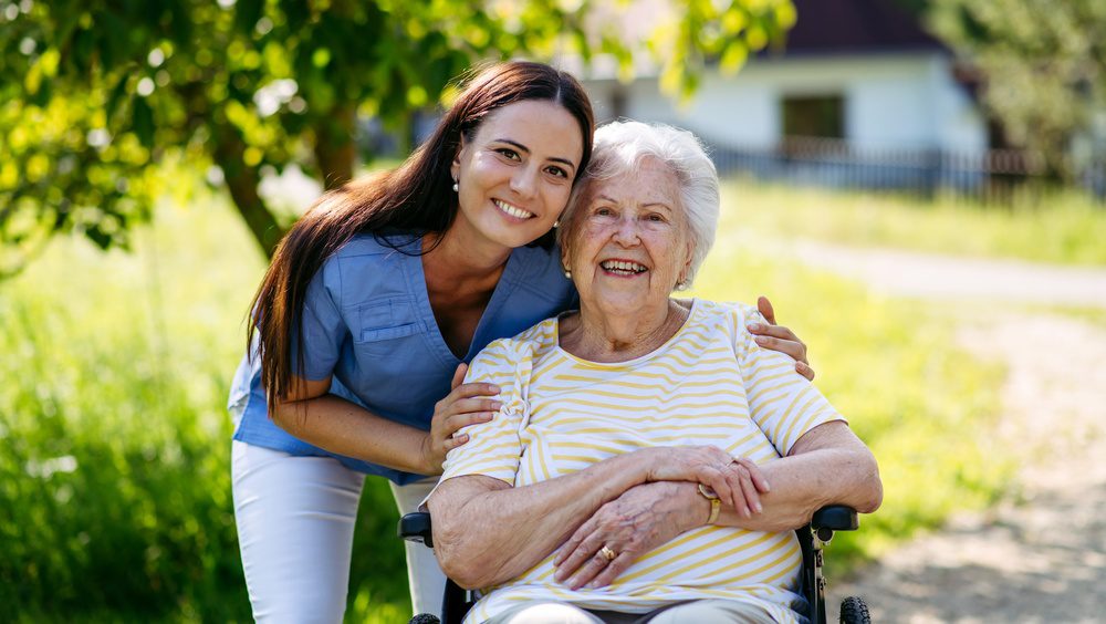 Home healthcare nurse and patient
