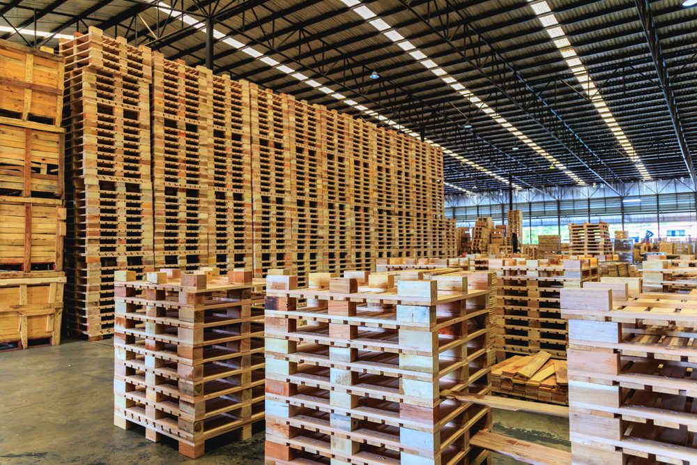 Warehouse of pallets