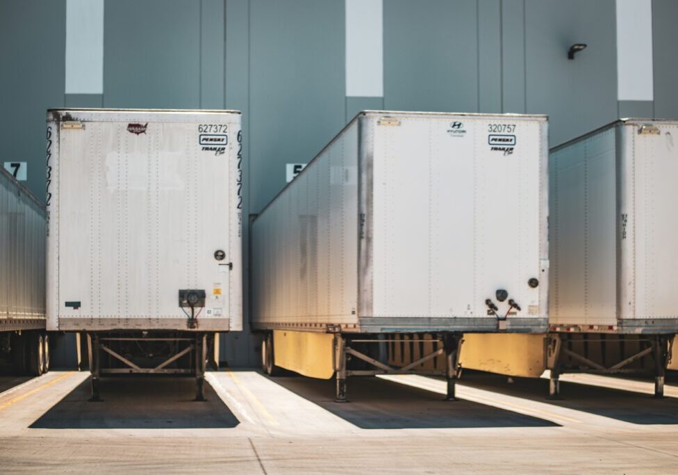 Semi trailers parked at loading dock