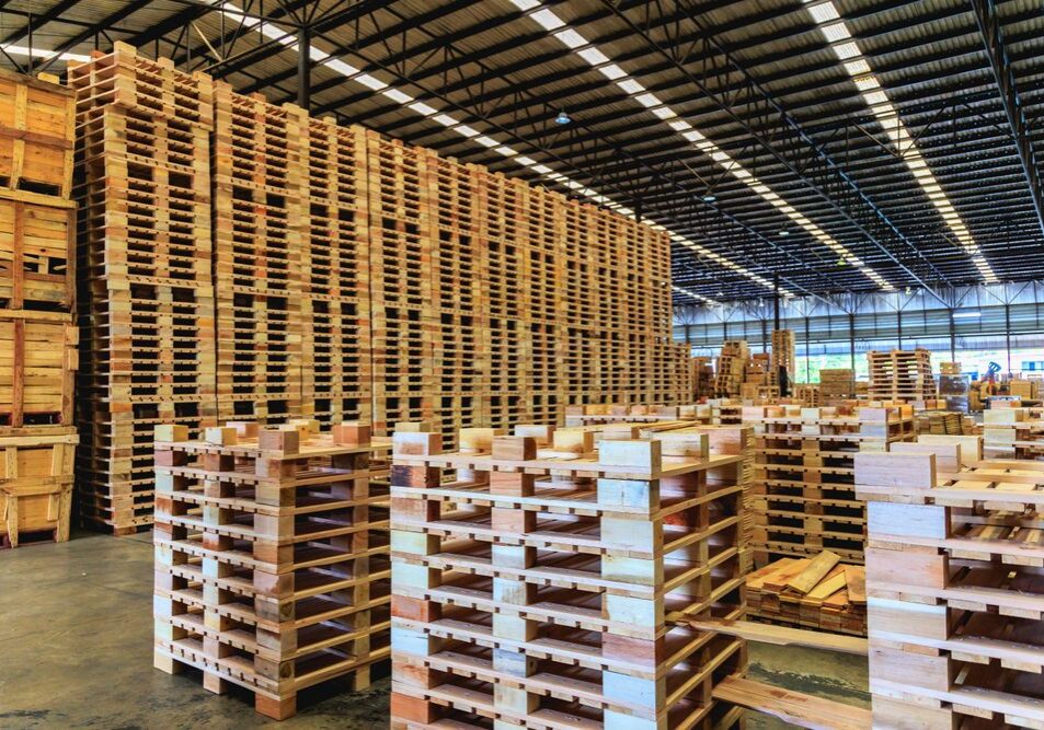 Warehouse of pallets